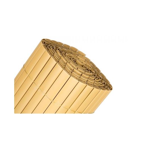 Canisse Synthétique Pvc Double 2 X 3 M Avec Cannes Entières Naturelle, Brise-Vue Pour Jardins, Balcons Et Clôtures