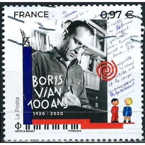 France 2020, Beau Timbre Yvert 5383, Centenaire De La Naissance De Boris Vian, Poète, Romancier, Musicien Entre Swing Et Jazz, Chanteur... Obli. Tbe