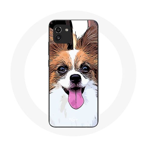 Coque Samsung Galaxy A03 Épagneul Nain Continental Papillon Chiot Blanc Et Marron