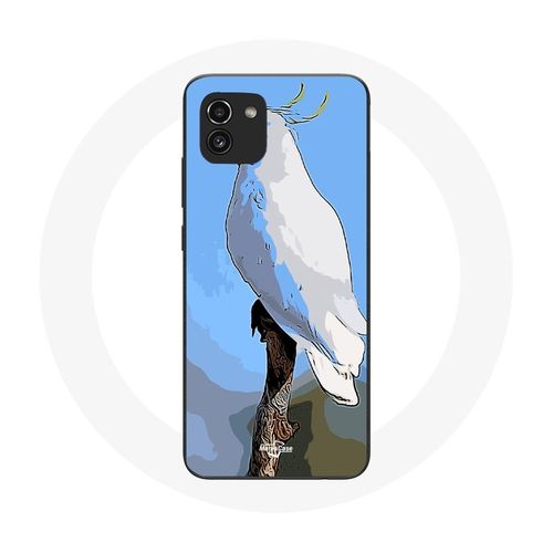 Coque Samsung Galaxy A03 Cacatoès Perroquets Blanc Oiseaux