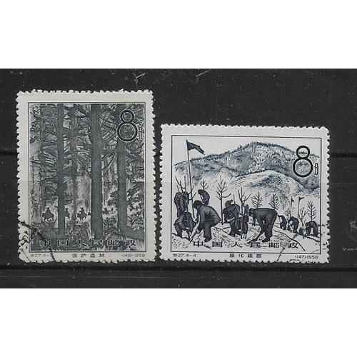 Chine 1958 : Préservation Des Forêts : Protection De La Forêt / Plantation De Nouveaux Arbres - Série De 2 Timbres Oblitérés