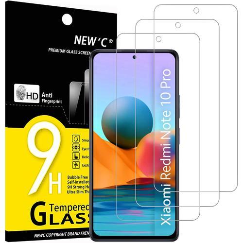 Lot De 3, Verre Trempé Pour Xiaomi Redmi Note 10 Pro, 10 Pro Max 4g, Film Protection Écran Anti Rayures Sans Bulles D'air Ultra Résistant 0,33mm Hd Ultra Transparent Dureté 9h Glass