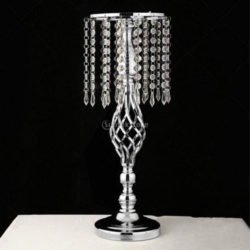 Argent 55 cm b - Bougeoir Votif et Grand Support de Vase à Fleur, Chandelier, Décoration de Table, Fête à Domicile, Anniversaire, Dîner de Mariage