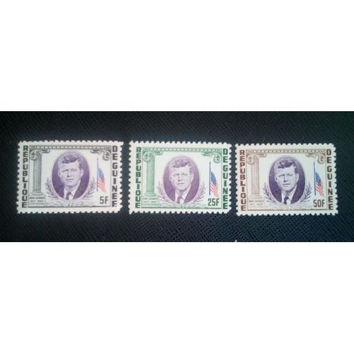 Timbre Guinee Y T 187 A 189 Président Kennedy (1917-1963), Drapeau Américain 1964 ( 150906 )