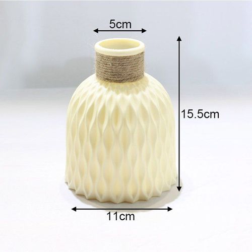 beige b - Flower Vase Decoration Home Plastic Vase Modern Imitation Ceramic Flower Pot Flower Basket Nordic Decoration Vases for Flowers