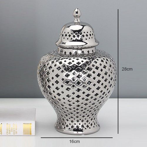Argent - s - Home Decoration Dried Flower Vase Retro Ceramic Hollow General Jar Decoration Art Desktop Decoration Handicraft Storage Jar
