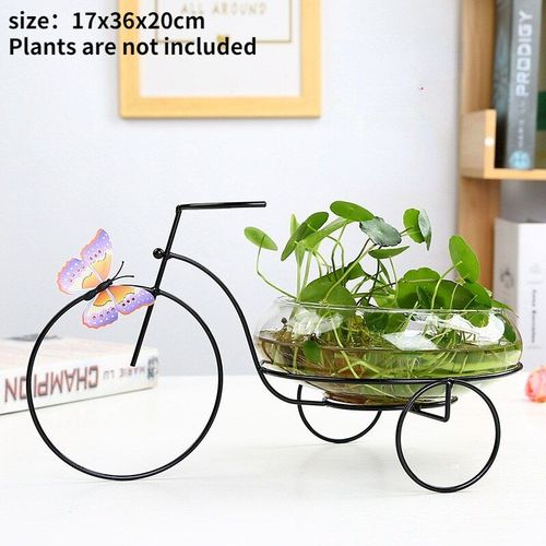 Gris Foncé - Metal Vase Flamingo Shape Glass Tabletop Plant Bonsai Flower Wedding Decorative Cat Shaped Flower Vase Home Decoration