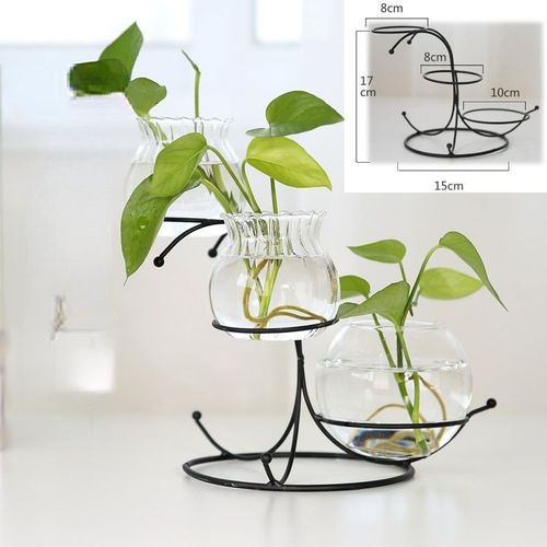Rose violette - Metal Vase Flamingo Shape Glass Tabletop Plant Bonsai Flower Wedding Decorative Cat Shaped Flower Vase Home Decoration