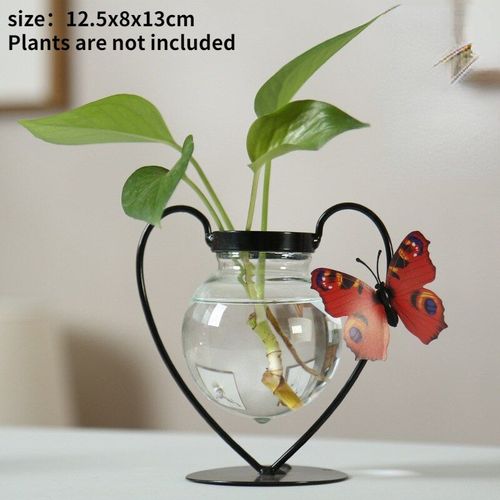 violet - Metal Vase Flamingo Shape Glass Tabletop Plant Bonsai Flower Wedding Decorative Cat Shaped Flower Vase Home Decoration