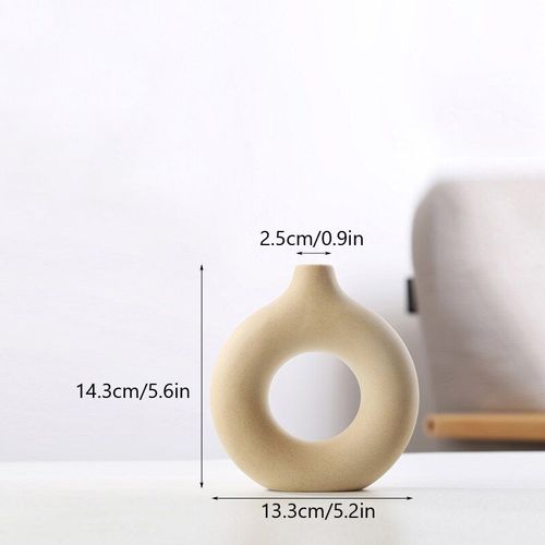 Beige s - Niflheim-vase À Donuts En Céramique Crème Noire, Vase À Fleurs Nordique, Décoration De Maison, Chambre À Coucher, Salon, Accessoires De Décoration De Bureau