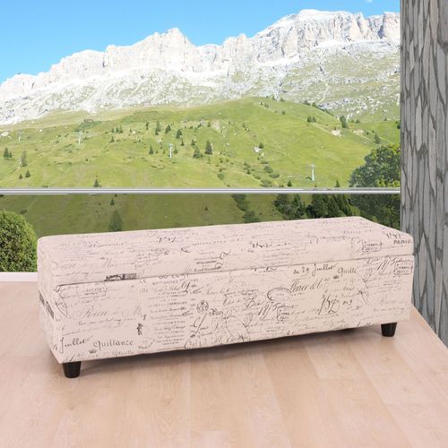 Banc/Banquette/Coffre De Rangement Kriens, 112x45x45cm, Tissu   Crème / Jacquard Noir