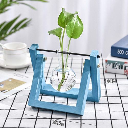 prune - Pot de fleurs en verre et bois, plantes hydroponiques de bureau, bonsaï, Pots suspendus avec plateau en bois, Vases de décoration de maison