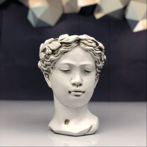 Blanc gris - Statue grecque de déesse, Pots de fleurs, tête de Vase de vénus rétro, accessoires de décoration pour la maison, décoration de table