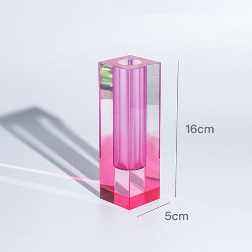 Rose violet lisse - Vase À Bourgeons En Forme De Pilier Arc-en-ciel Moderne, Vase De Table En Verre, Décoratif De Luxe, Conteneur De Fleurs En Cristal Acrylique, Décoration Nordique De Maison
