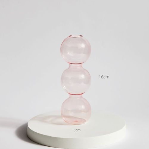 Rose court - Vase à Bulles en Verre de Style Nordique, Arrangement de Fleurs, Vases Décoratifs, Cadeau'Anniversaire pour la Maison, Art, Objet Créatif, Forme Sphérique