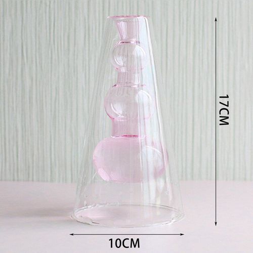 Rose clair - Vase à bulles en verre, petite bouteille transparente colorée, ornements décoratifs créatifs, chandelier, décoration de maison