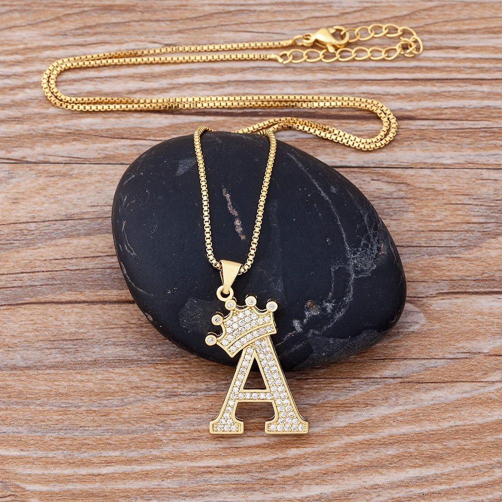 Nouveau Luxe Cuivre Zircon A-z Couronne Alphabet Pendentif Chaîne Collier  Hip-hop Style Mode Homme Nom Initial Bijoux - Bijoux Et Accessoires - Temu  France