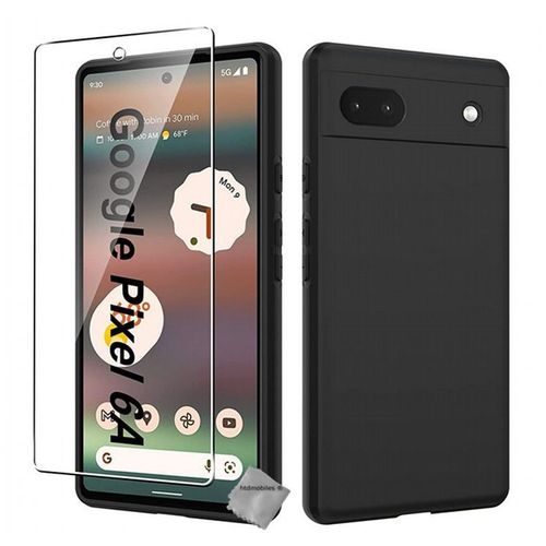 Coque Pour Google Pixel 6a 5g - Housse Etui Silicone Gel Fine + Verre Trempe - Noir