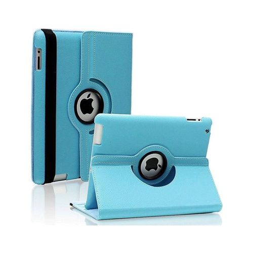 Coque Rotative 360 Bleu Clair Pour Ipad 6 E Génération / 5 E Génération / Air 2 / Air 1- Housse Etui Protection Integral Portrait Paysage Resistant Anti Choc Protection Fermerture Elastique Phonillico®