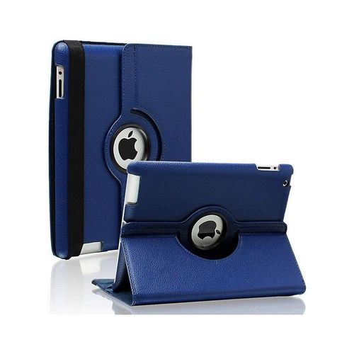 Coque Rotative 360 Bleu Foncé Pour Ipad 4 E Génération / Ipad 3 E Génération / Ipad 2 - Housse Etui Protection Integral Portrait Paysage Resistant Anti Choc Protection Fermerture Elastique Phonillico®
