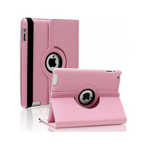 Coque Rotative 360 Rose Pour Ipad 4 E Génération / Ipad 3 E Génération / Ipad 2 - Housse Etui Protection Integral Portrait Paysage Resistant Anti Choc Protection Fermerture Elastique Phonillico®