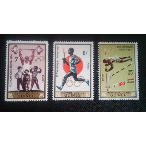 Timbre Guinee Y T 217 A 219 Jeux Olympiques D'été - Tokyo 1965 ( 150906 )