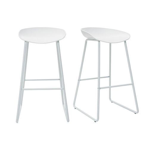 Tabourets De Bar Design Blancs H75 Cm (Lot De 2) Pebble