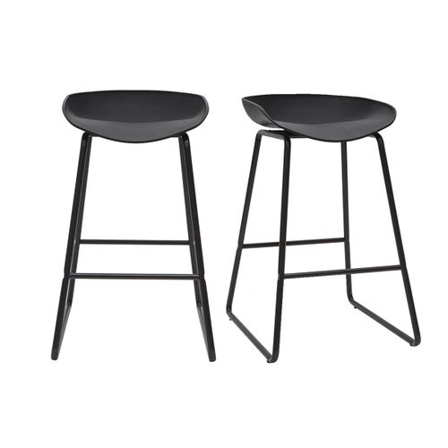Tabourets De Bar Design Noirs H65 Cm (Lot De 2) Pebble