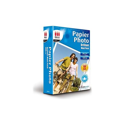 Papier photo brillant 10x15 - maxi pack - 200 g/m² - 180 feuilles