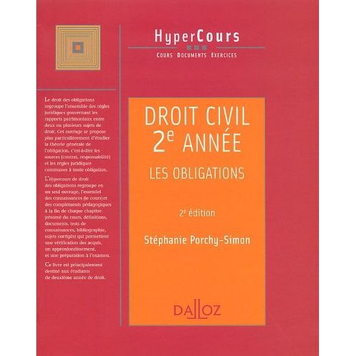 Droit Civil 2ème Année. Les Obligations, 2ème Édition