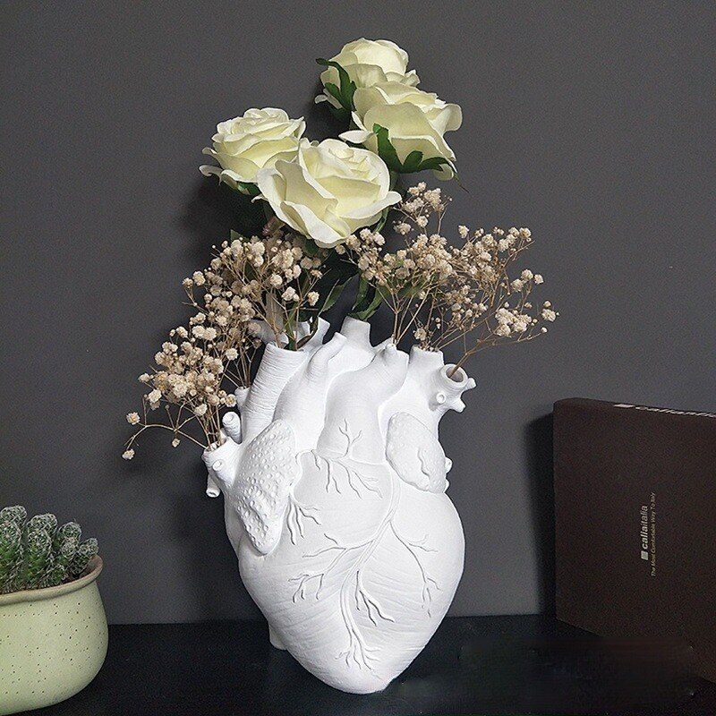 17 cm dor - Vase  fleurs en forme de cur en rsine, crat... - 3