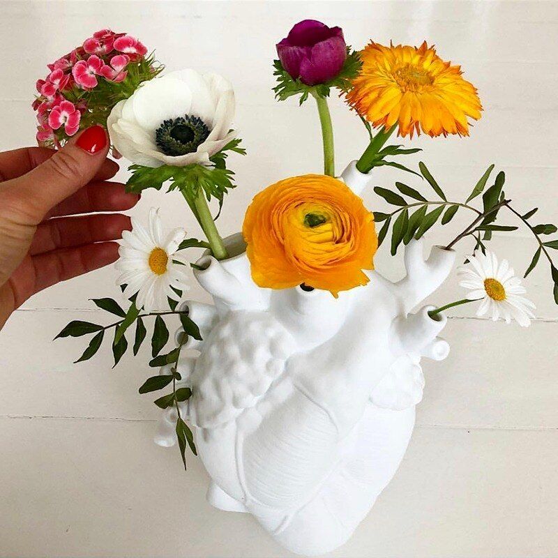 17 cm dor - Vase  fleurs en forme de cur en rsine, crat... - 4