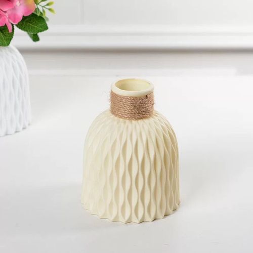 Vase beige - Vase à fleurs en plastique Origami, Arrangement de fleurs pour la maison, salon, Style nordique, décoration de la maison, ornement
