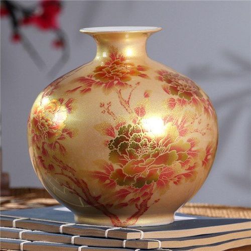 grenade dorée - Vase à fleurs en porcelaine, cristal, glaçure, décoration de maison, fait à la main, brillant, Rose, nouvelle collection