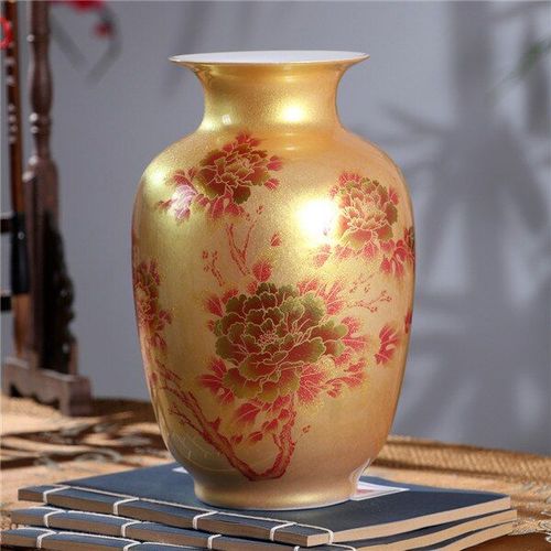 vase de gourde dorée - Vase à fleurs en porcelaine, cristal, glaçure, décoration de maison, fait à la main, brillant, Rose, nouvelle collection