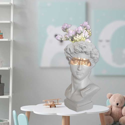 Brillons gris foncé - Vase À Fleurs En Résine De Style Nordique Décoration Créative Pour La Maison Portrait De Tête Humaine Vase À Fleurs De David