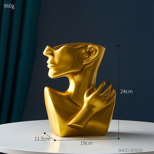 Vase doré high24cm - Vase À Fleurs En Résine, Accessoires De Décoration Pour La Maison, Sculpture Abstraite, Art Moderne, Pots De Plantes Humaines, Vases Décoratifs