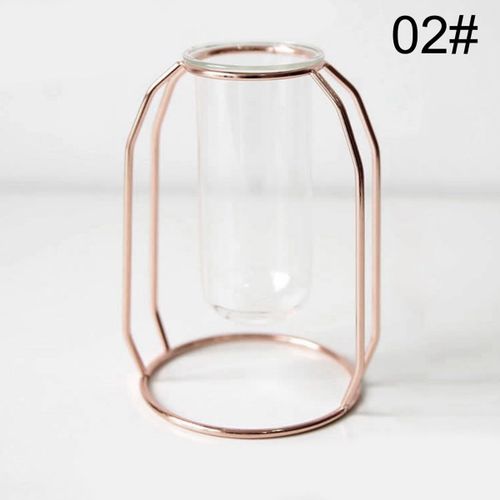 S Rose Gold - Vase À Fleurs En Verre Doré, Style Nordique, Support De Plante Hydroponique En Fer, Accessoires De Décoration Pour Table, Café, Bureau, Maison, Moderne