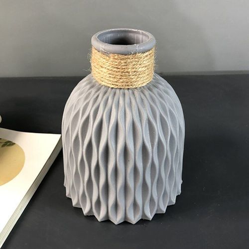 grise - Vase à fleurs Imitation céramique, Arrangement de fleurs pour la maison, Style nordique, décoration pour la maison