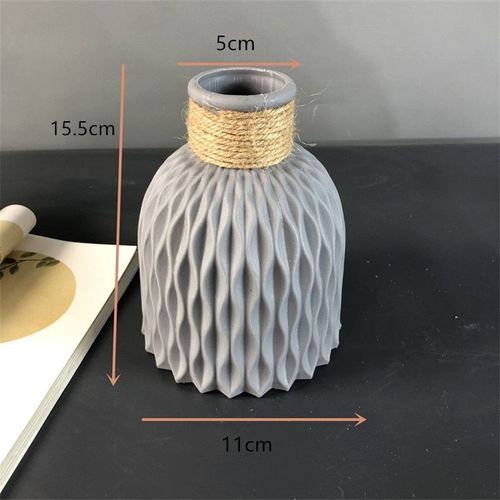 B vase gris - Vase à fleurs nordique Anti céramique, Vase en plastique moderne, en forme de rotin, simplicité incassable, Arrangement de panier pour décorations de maison