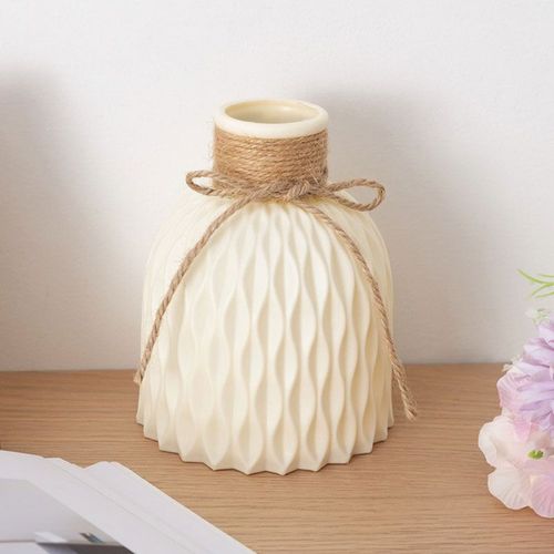 B beige vase - Vase à fleurs nordique Anti céramique, Vase en plastique moderne, en forme de rotin, simplicité incassable, Arrangement de panier pour décorations de maison