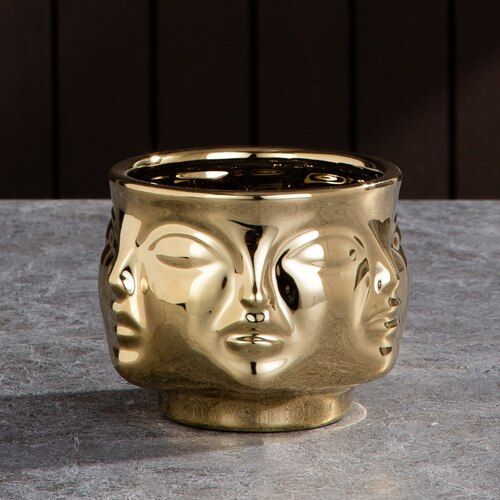 Doré - Vase à lèvres en céramique, style nordique moderne, fleur, luxe, Expression, demi visage, décoration pour la maison, accessoires