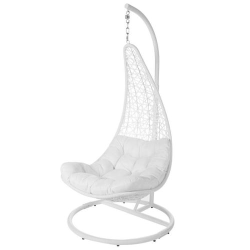 Chaise Suspendue Acier/Rotin Blanc - Avatoru N°1 -