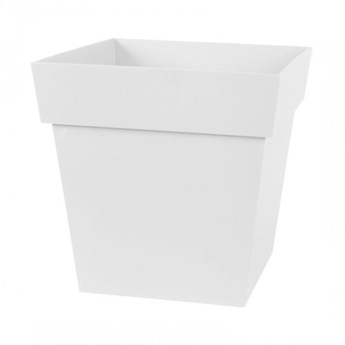 Pot Bas Carré Toscane - 32x32cm - 22l - Blanc - Eda Plastiques