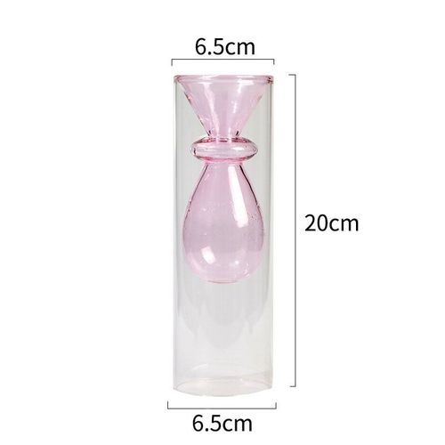 C-rose - Vase Décoratif En Verre, Conteneur De Décoration Pour La Maison, Arrangement De Fleurs Hydroponiques, Pot De Fleurs De Couleur Artistique, Vase Double En Verre