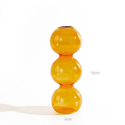 Bulle courte orange - Vase décoratif en verre, style nordique, pour la décoration de la maison, pour le bureau