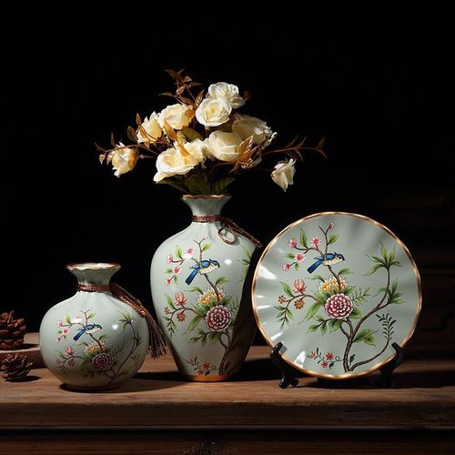 Migpie gris clair - Vase en céramique européen avec fleurs, ornement nordique, décoration de maison, Vase moderne, accessoires de décoration de salon, 4 pièces/ensemble