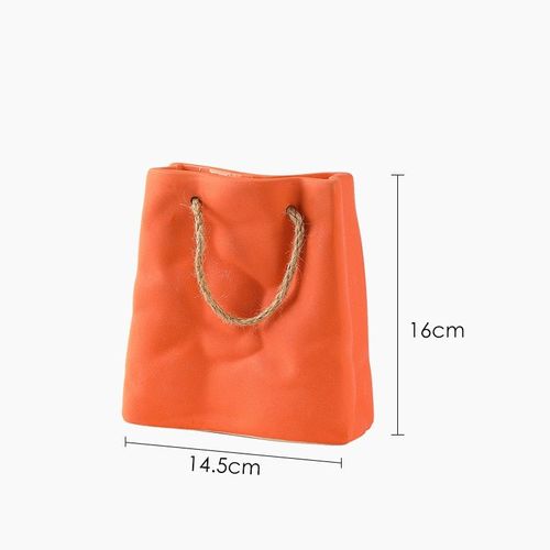 Orange-l - Vase en Céramique Style Panier de Shopping pour Fleurs Séchées, Objet Sac Créatif Nordique, Idéal comme Simple Décoration de Table et Arrangement
