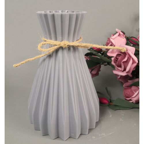 Gris - Vase en plastique Imitation rotin blanc, avec fleurs à la taille, pour la décoration de la maison et du salon