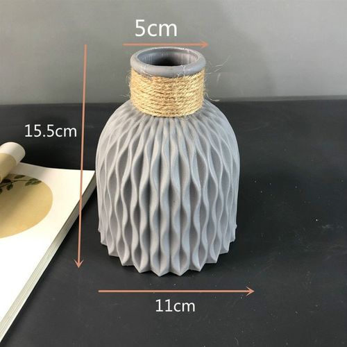 F gris - Vase en plastique nordique Simple, petit Pot de fleurs fraîches, bouteille de rangement pour fleurs, salon, décoration de maison moderne, ornements